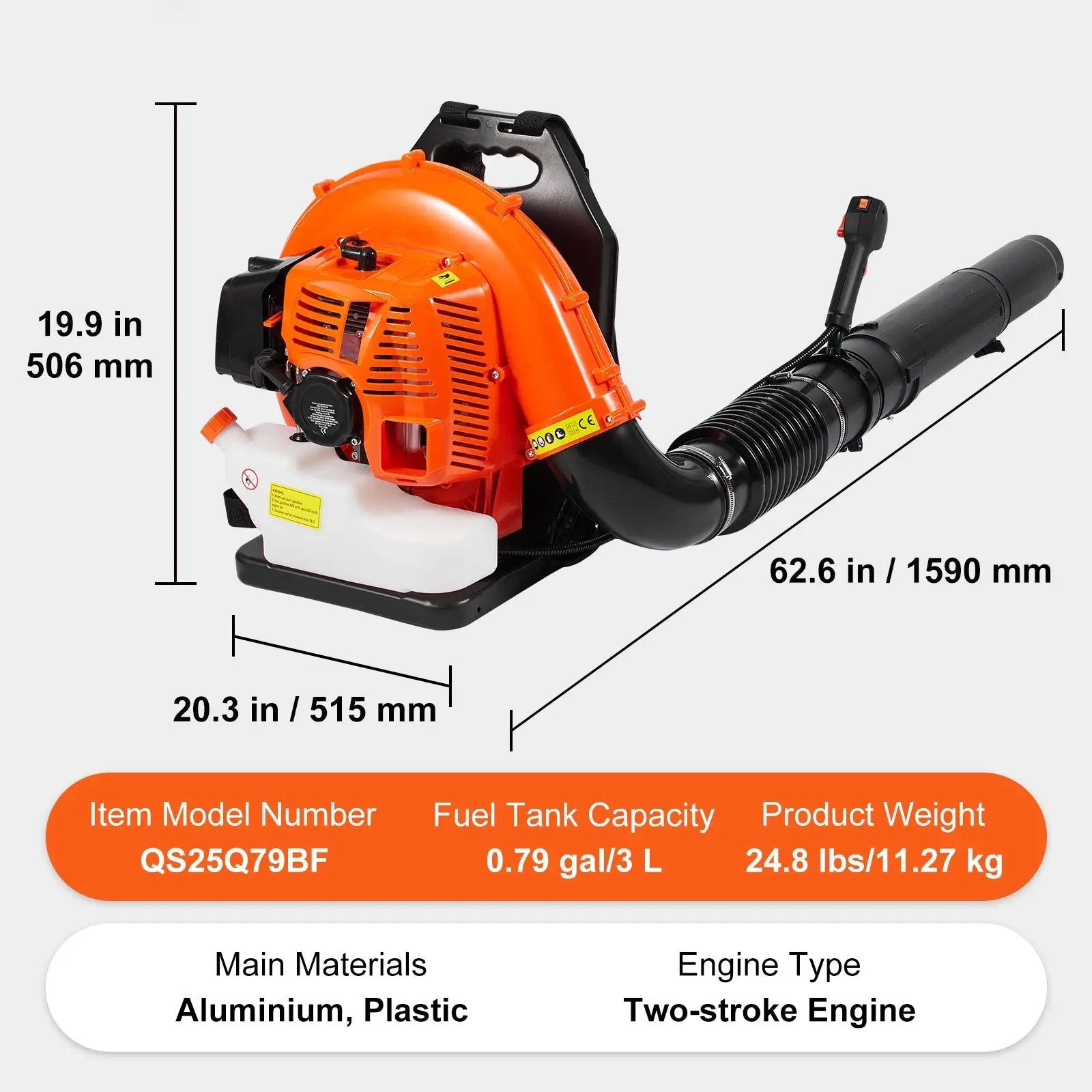 Backpack Leaf Blower 79CC 2-Cycle Gas Leaf Blower 930CFM Air Volume 184MPH by HouseOfZazla