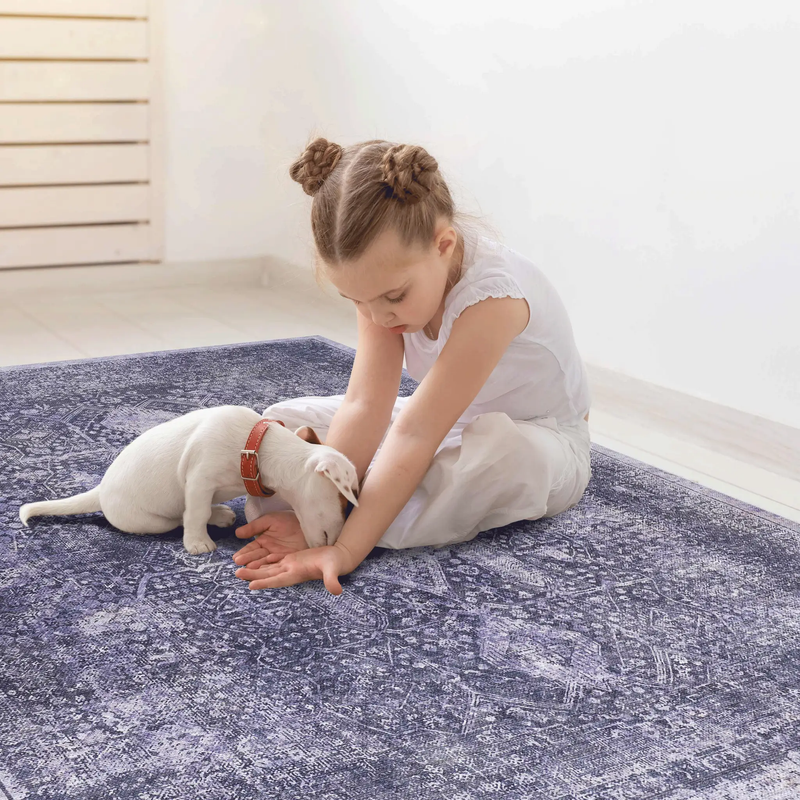 MAVAL Anthracite Washable Rug 2'6" x 10' Runner Rug by HouseOfZazla