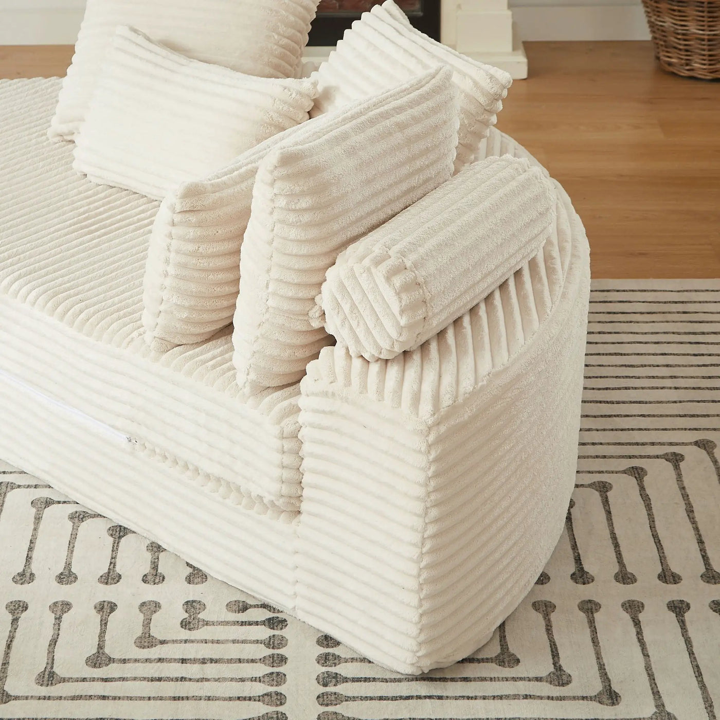 Semi Circular 2 In 1 Sofa Bed With Neck Pillow And Throw Pillows by HouseOfZazla