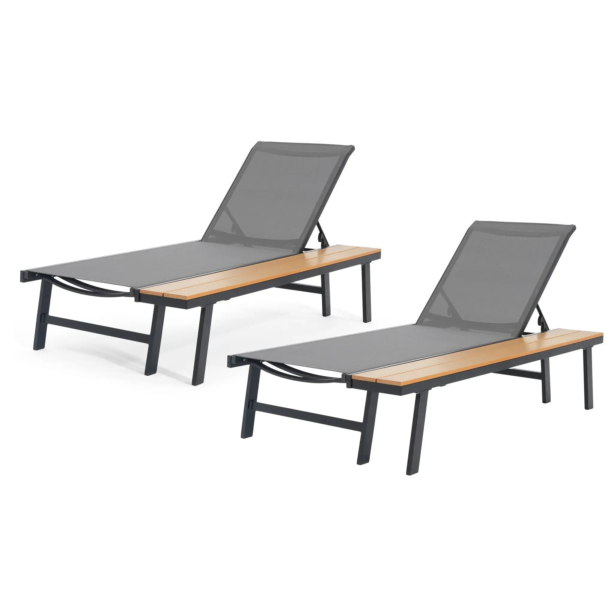 Waterloo Chaise Lounge with Attached Wood Side Table, Set of 2 by HouseOfZazla