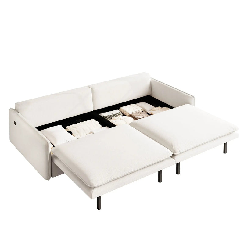 4 Seat Convertible Sleeper Sofa Bed, Modern With Storage