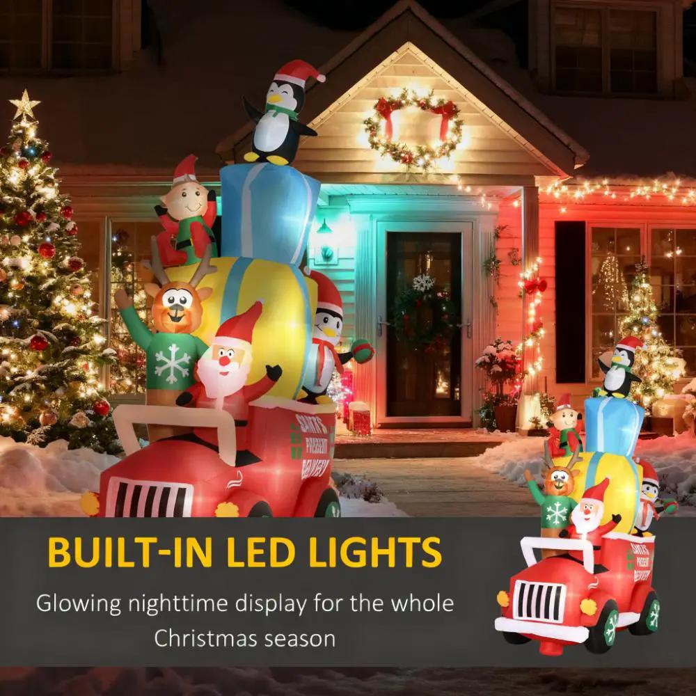 Inflatable Santa Gift Delivery Truck with Elf, Reindeer & Penguins by HouseOfZazla