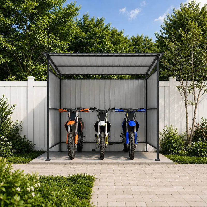 6x6FT Outdoor Pergola with Hardtop Roof, Lean-to Metal Shelter by HouseOfZazla