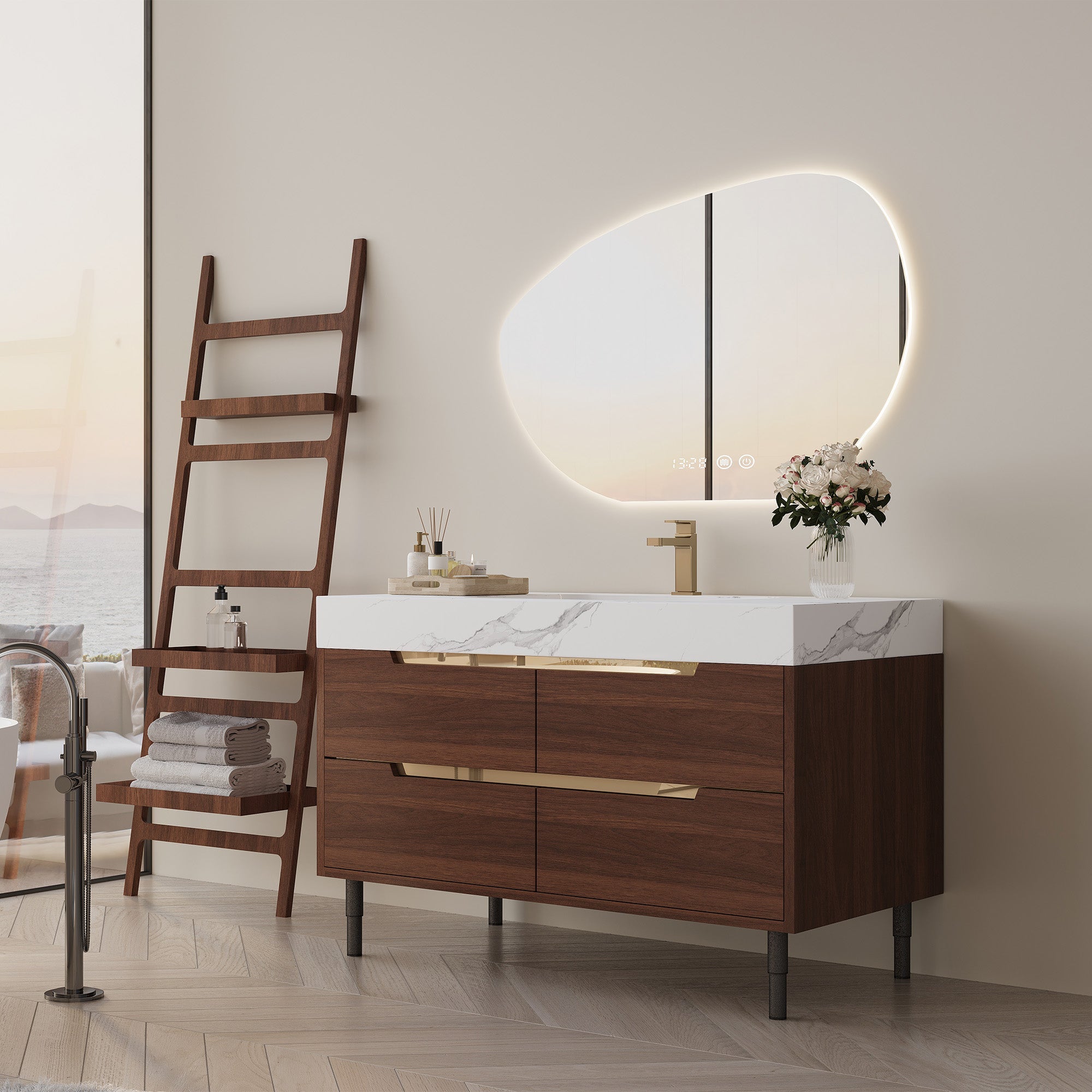 35.4" Farmhouse Free-standing Sintered Stone Bathroom Vanity with Undermount Sink by HouseOfZazla
