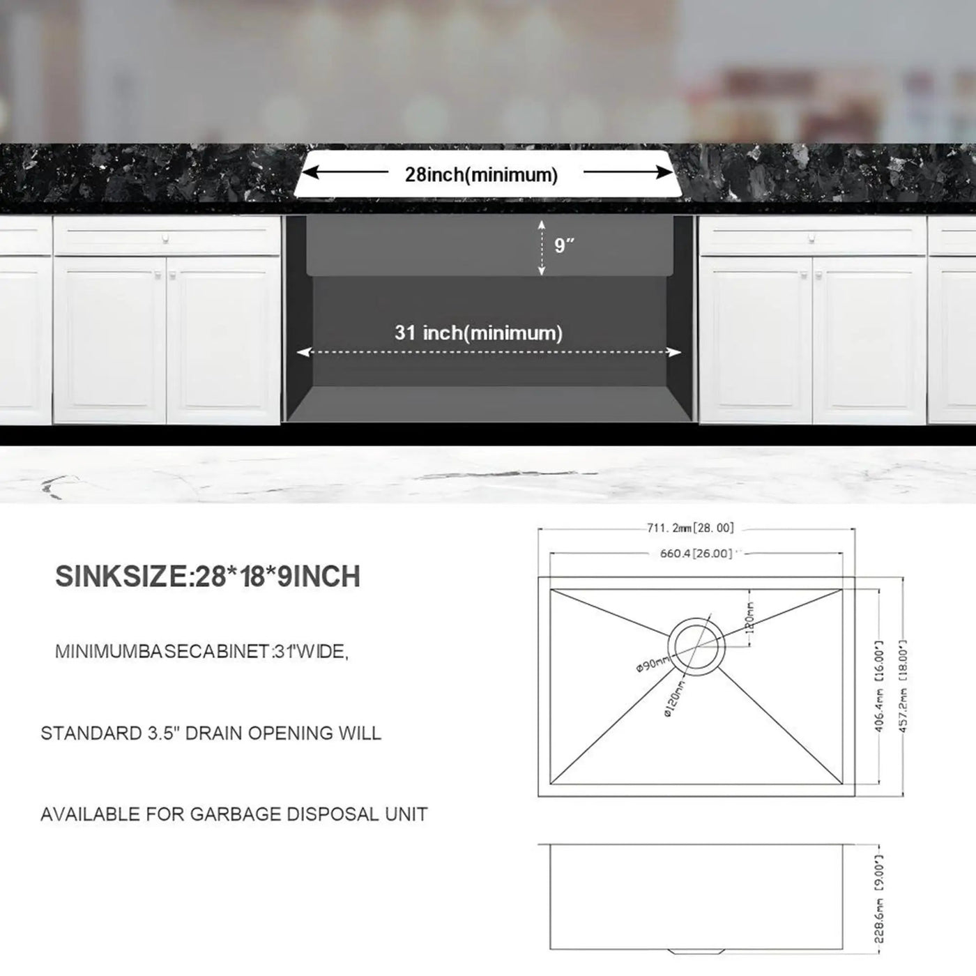 Undermount Stainless Steel Kitchen Sink, Deep Single Bowl Basin by HouseOfZazla