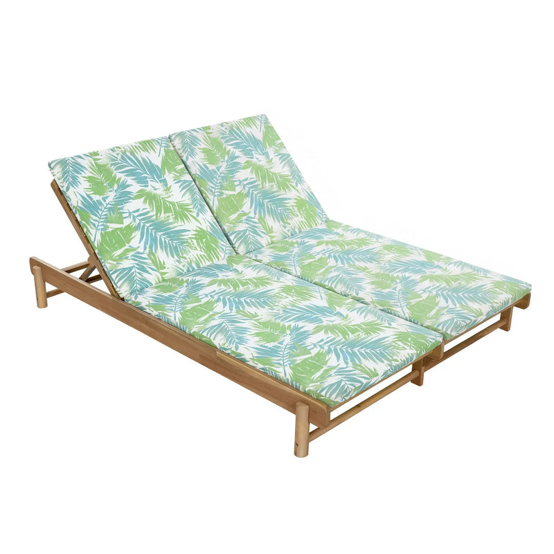 Light Teak Acacia Wood Double Chaise Lounger Set by HouseOfZazla