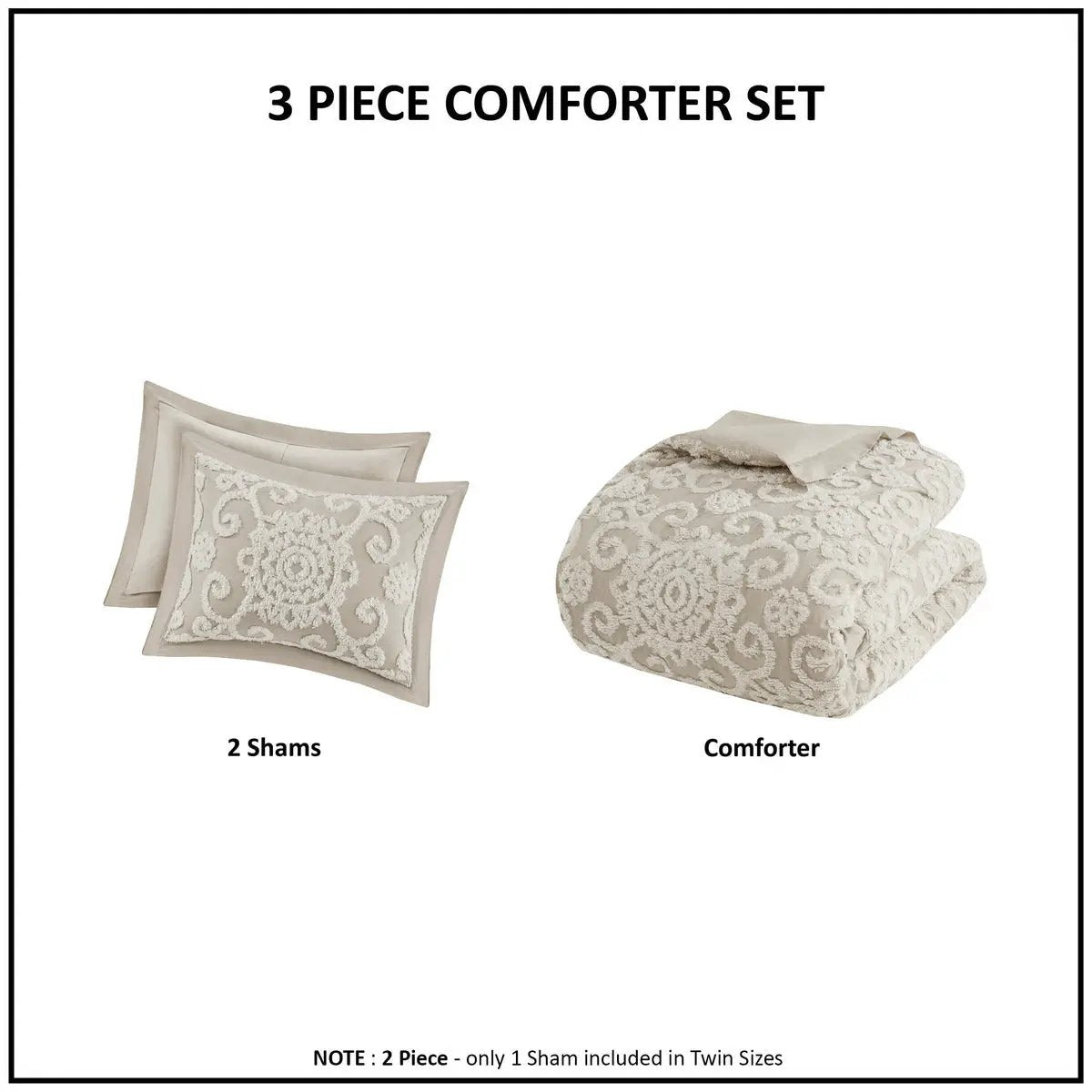 Cotton Comforter Mini Set Taupe King by HouseOfZazla