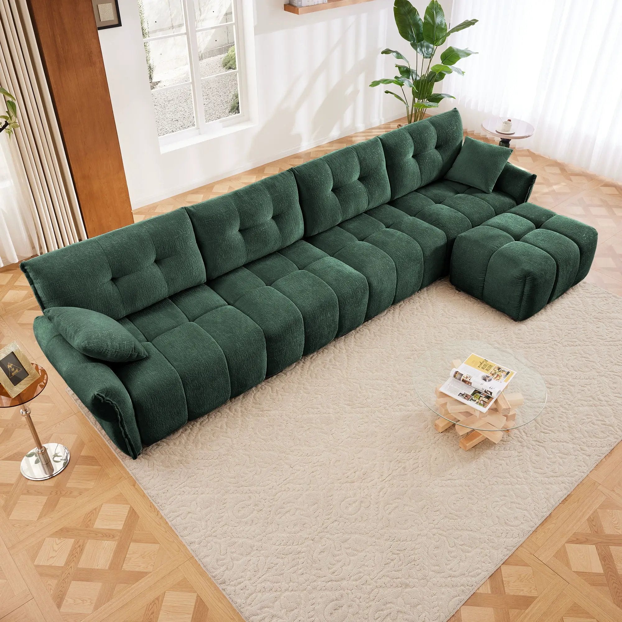 Sofa Set With Ottoman And Pillows, Textured, High Resilience Cushions by Unique Piece Furniture