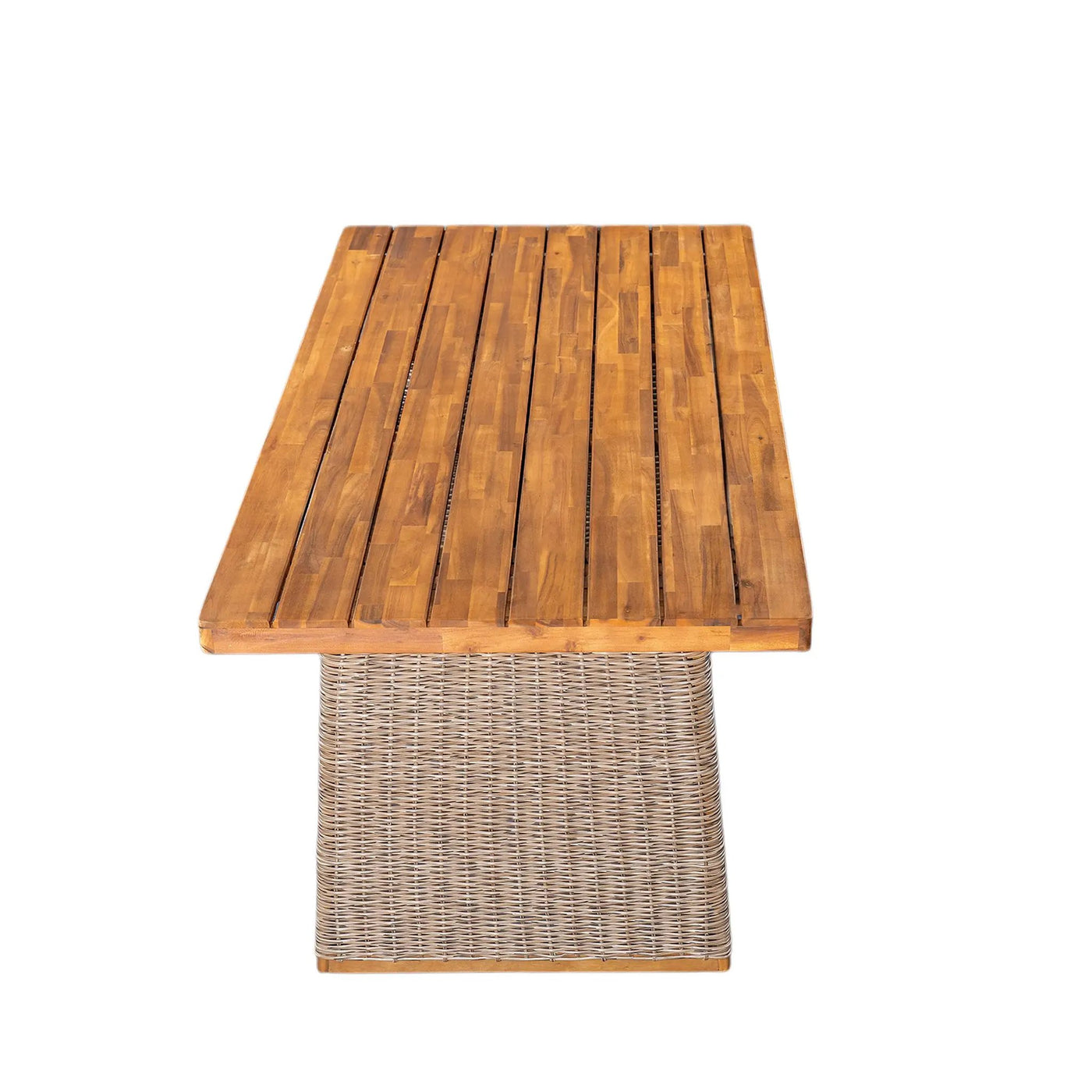 Outdoor 3 Piece Acacia Wood Dining Set with Handwoven Rattan Legs by HouseOfZazla