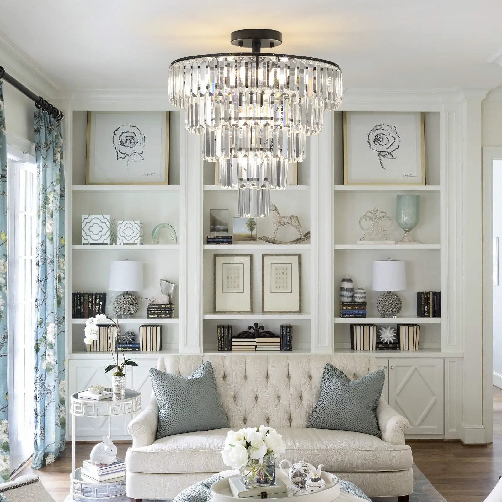 20" Black Crystal Chandelier Ceiling Light by HouseOfZazla