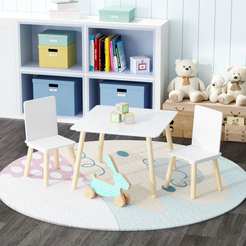 Kids Table And 2 Chairs Set, 3 Piece Toddler Activity Play - White by HouseOfZazla