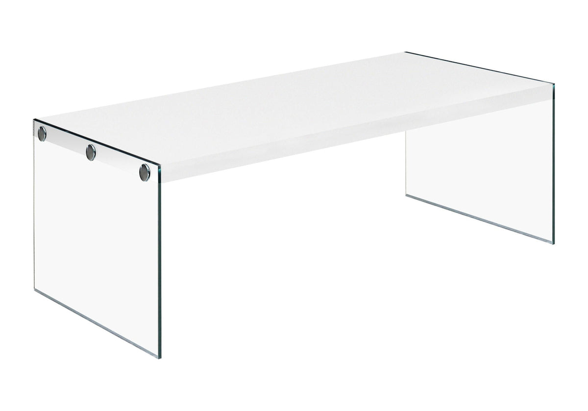 Rectangular Coffee Table with Clear Tempered Glass Sides - White or Gray, photo 3 of 8