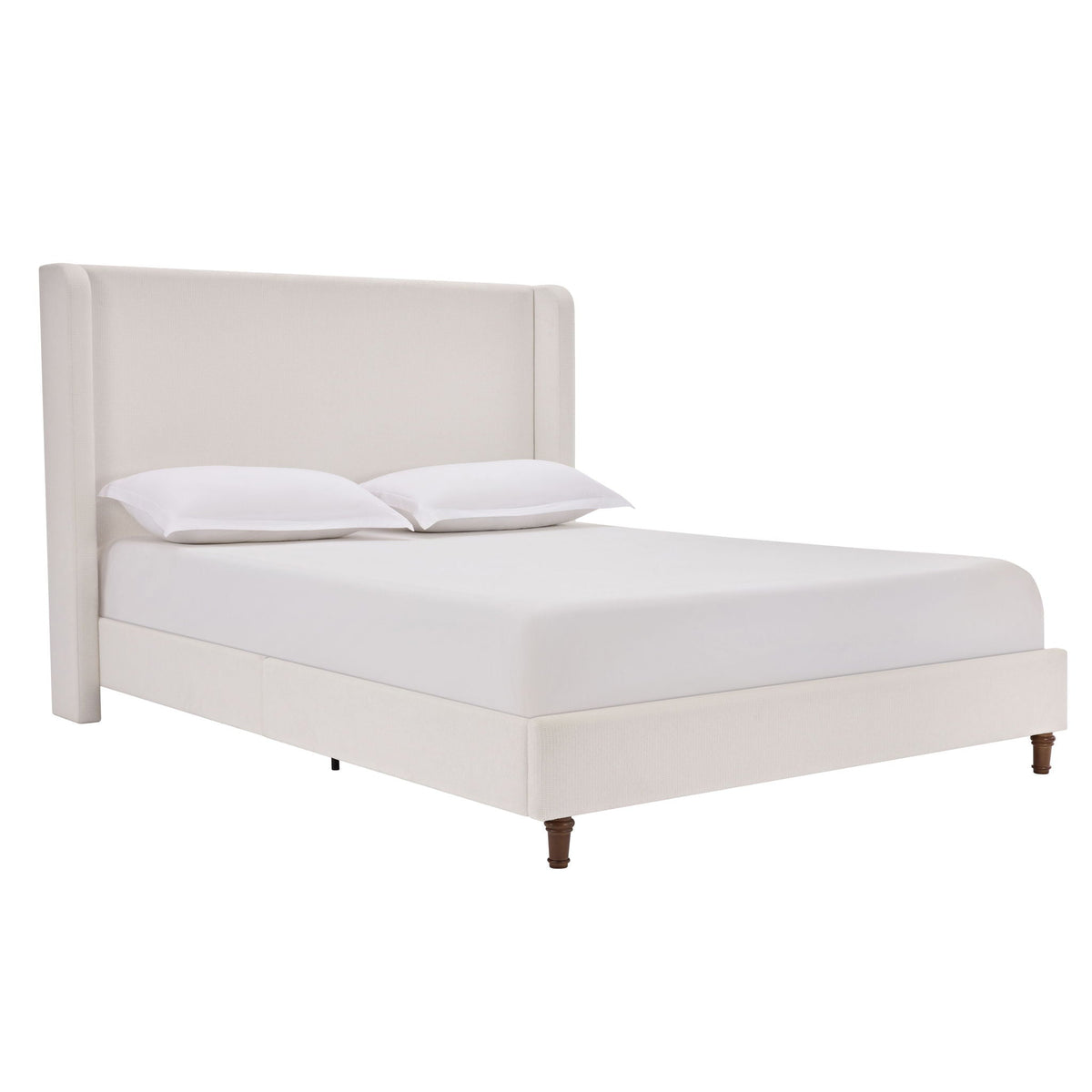 Tall Headboard Upholstered Bed with No Box Spring Needed - Cream, photo 5 of 40