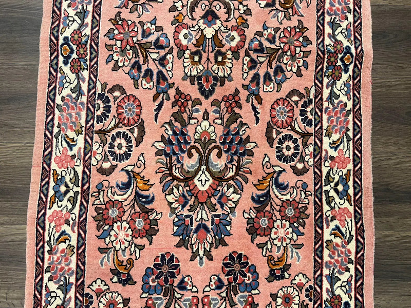 Persian Sarouk Runner Rug 2.9 x 13.6, Wool Floral Hand Knotted Runner by Jewel Rugs