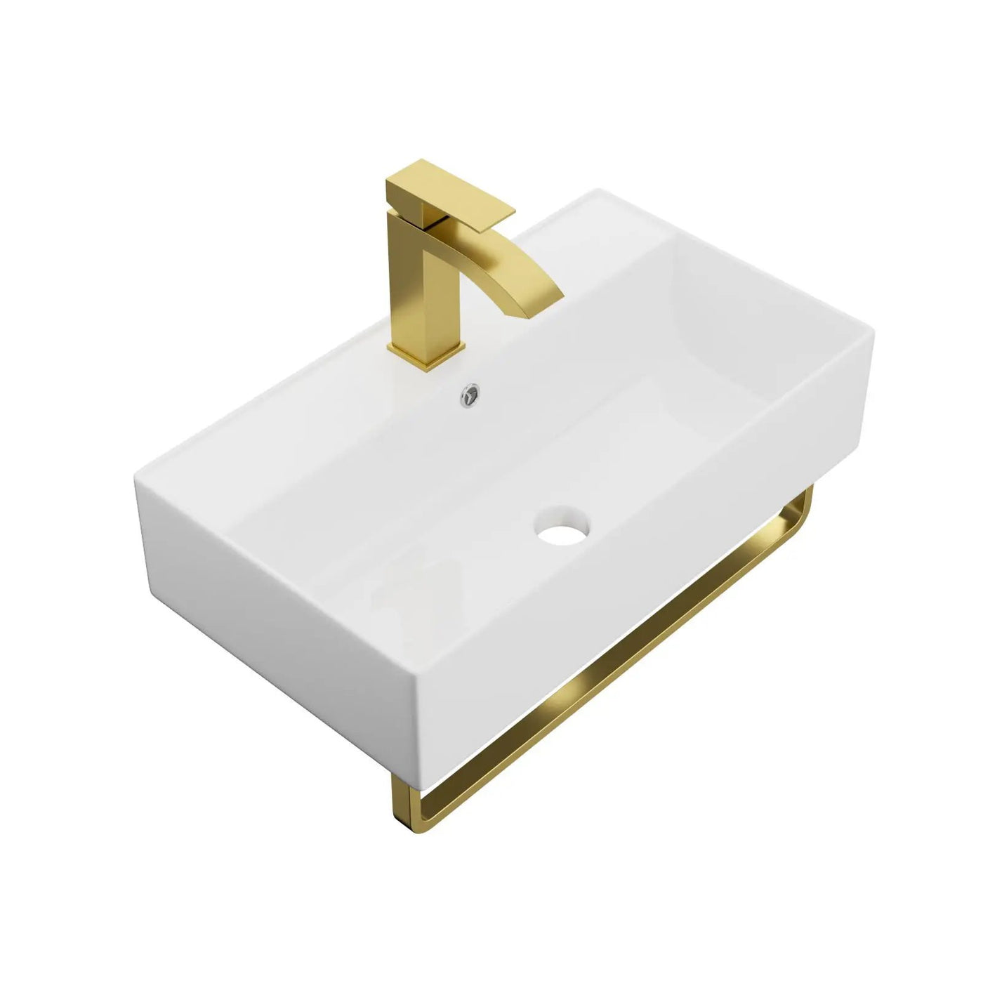 Wall Mounted Rectangular Bathroom Sink With Towel Bar by HouseOfZazla