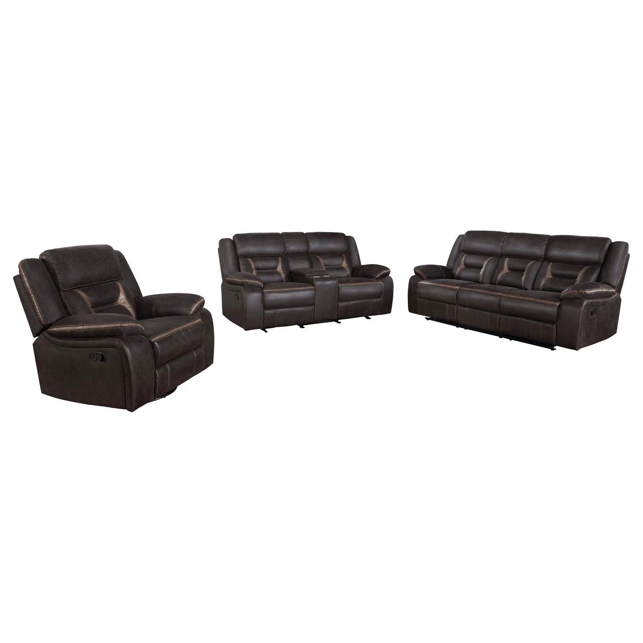 Greer 3-piece Upholstered Reclining Sofa Set Brown by Unique Piece Furniture