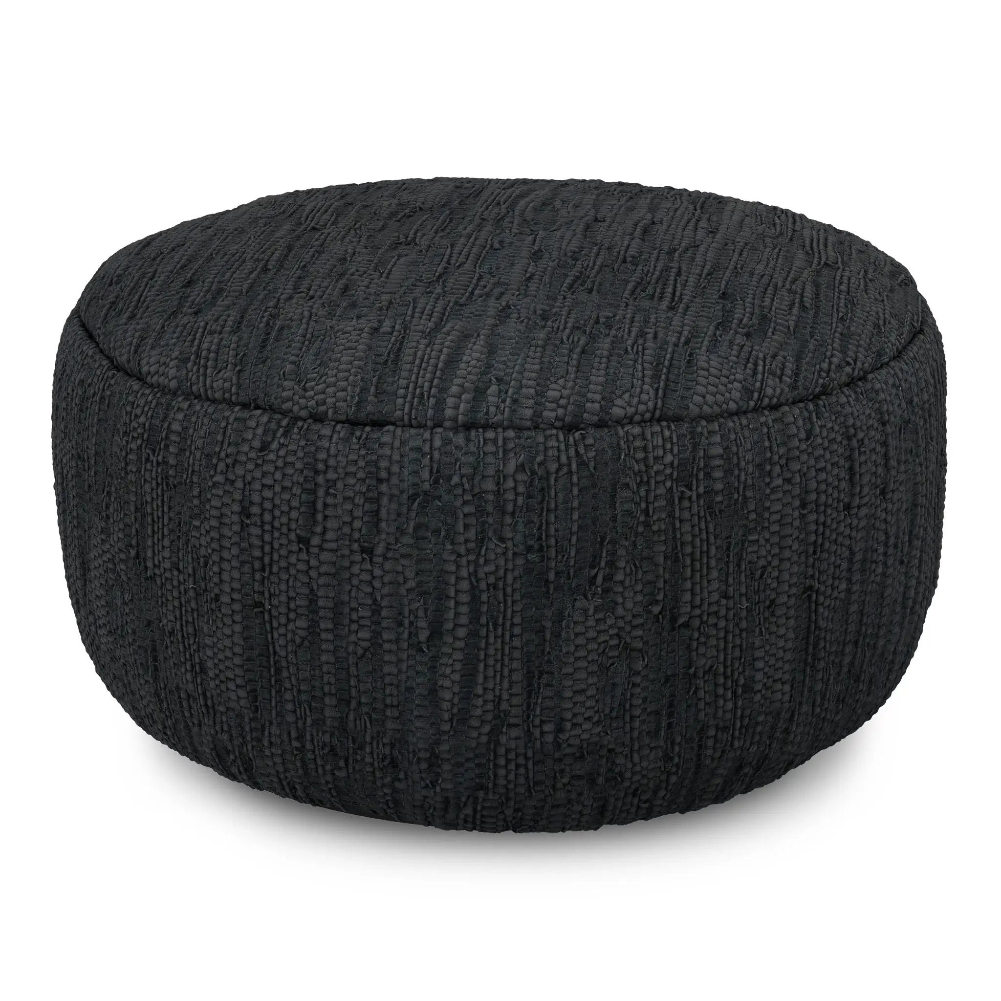 Fredrik - Round Pouf - Black by HouseOfZazla
