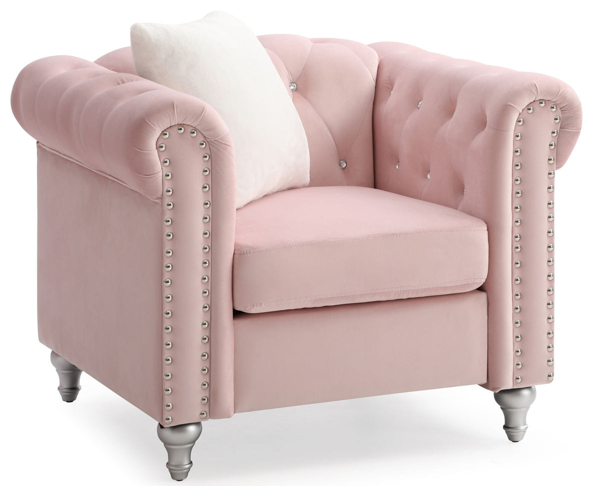 Contemporary Lounge Chair with Faux Jeweled Tufting - Multiple Colors, photo 7 of 26