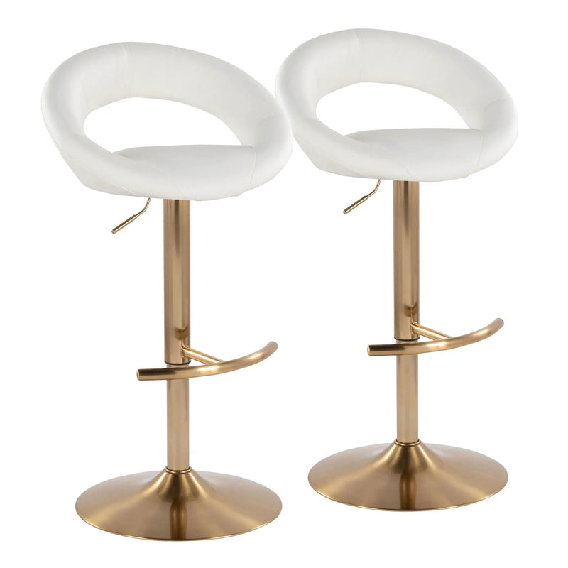 Posh - Contemporary / Glam Adjustable Barstool With Swivel With Rounded T Footrest (Set of 2) by HouseOfZazla