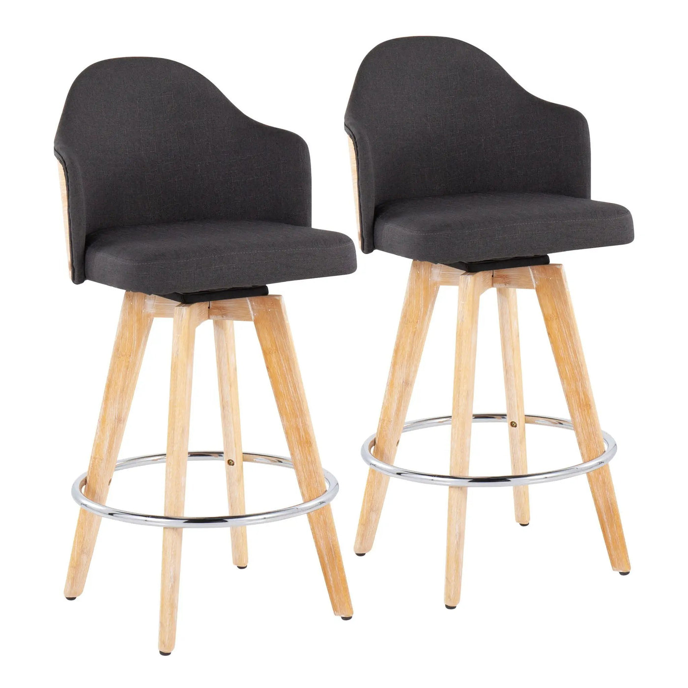 Ahoy - Contemporary Fixed Height Counter Stool & Round Footrest (Set of 2) by HouseOfZazla
