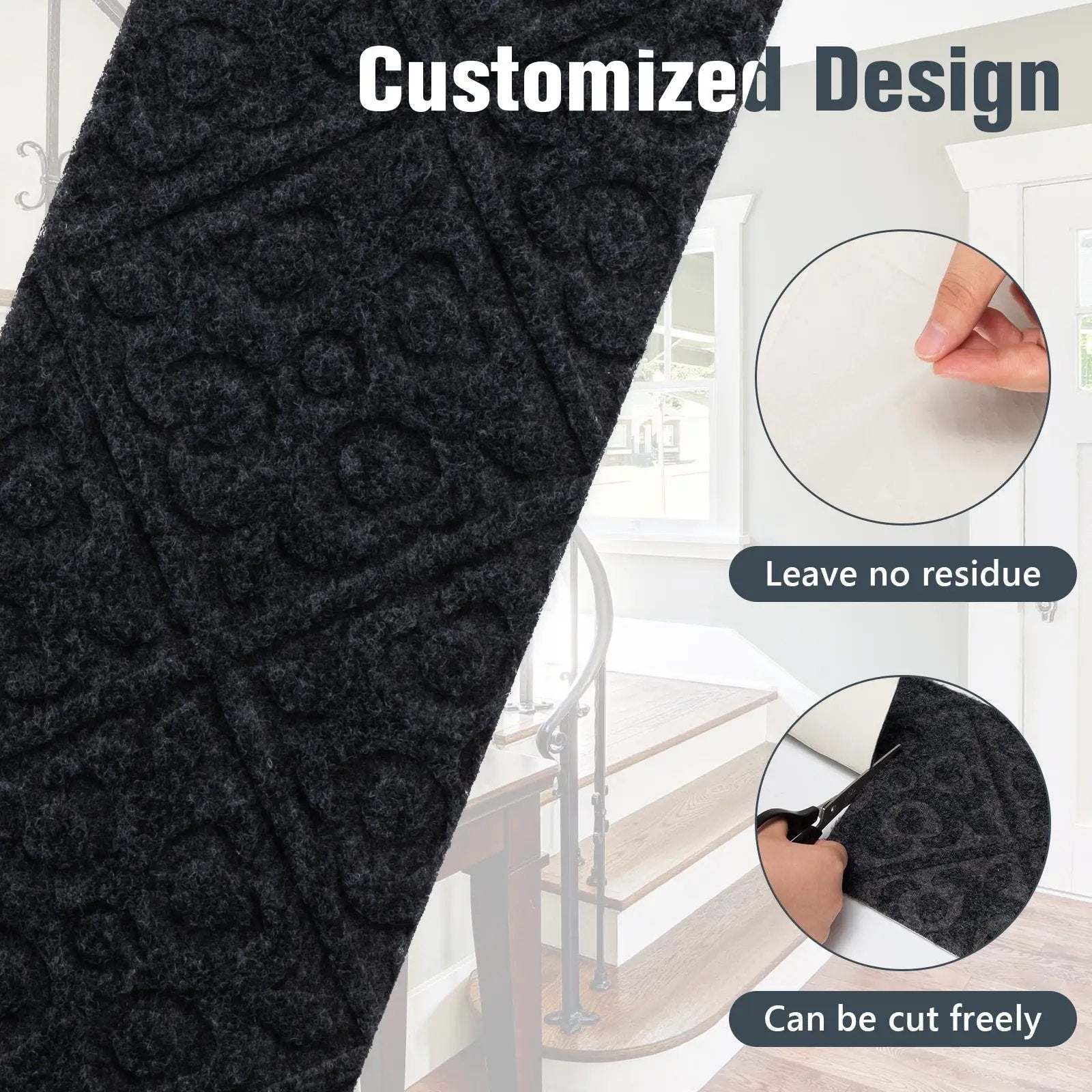 15Pcs Indoor Non-Slip Stair Carpet Mats for Wooden Steps by DirectDeals