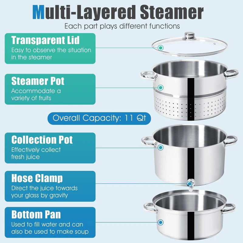 11-Quart Stainless Steel Fruit Juicer Steamer by DirectDeals