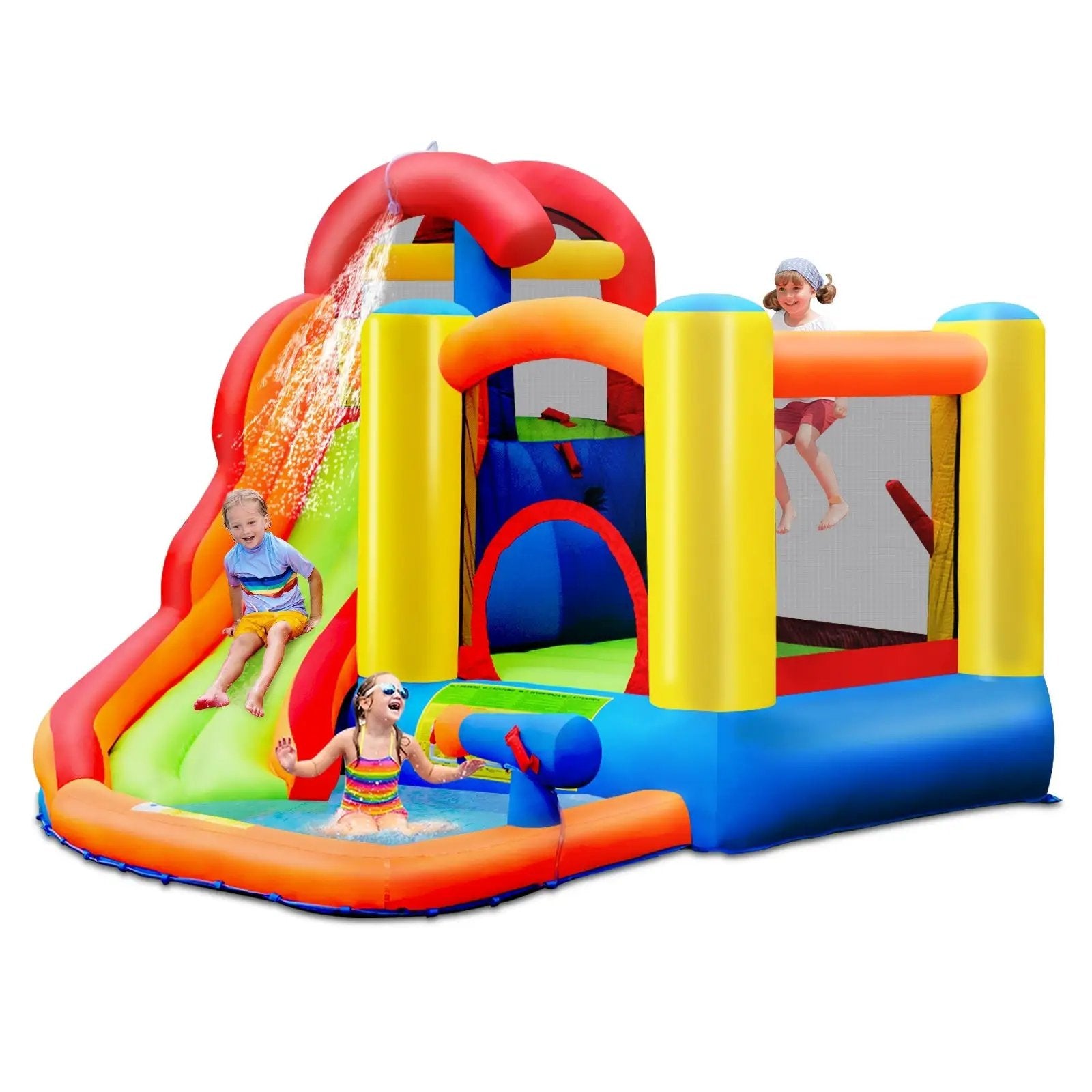 6-in-1 Water Park Bounce House for Outdoor Fun with Blower and Splash Pool by DirectDeals