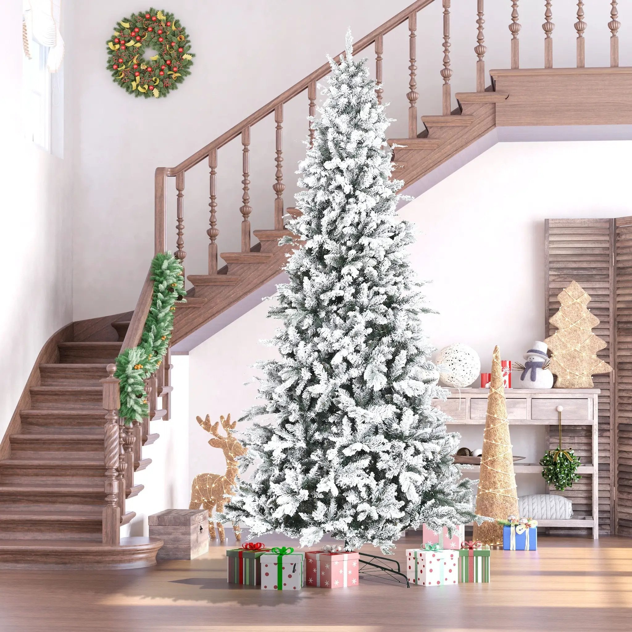 HOMCOM 9 Foot Pine Snow Flocked Artificial Christmas Tree by HouseOfZazla