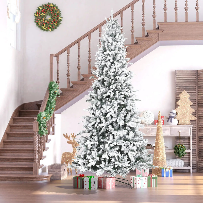 HOMCOM 9 Foot Pine Snow Flocked Artificial Christmas Tree by HouseOfZazla