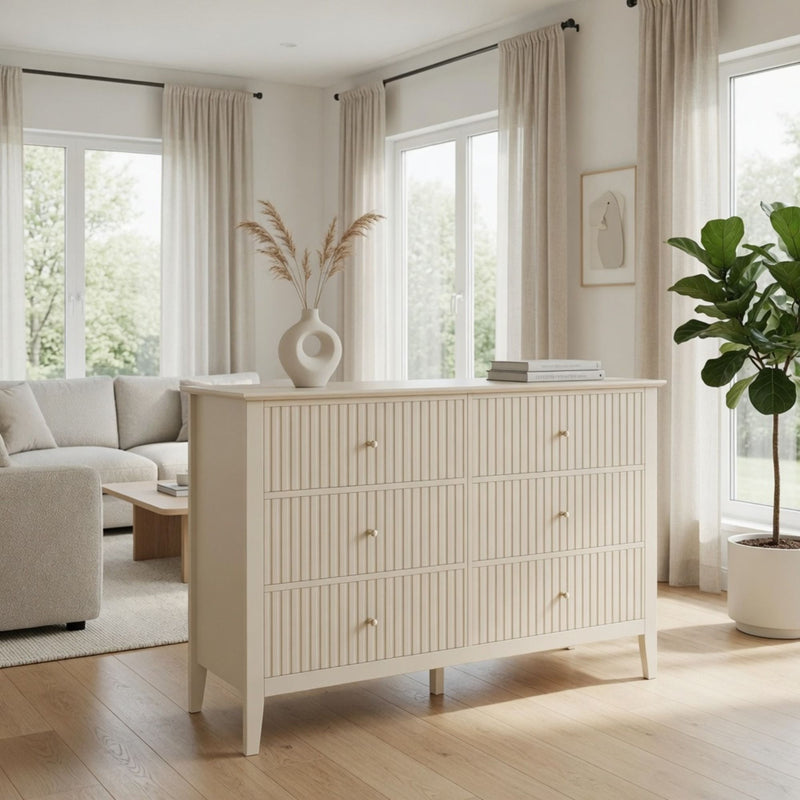 Modern 6 Drawer Fluted Dresser by HouseOfZazla