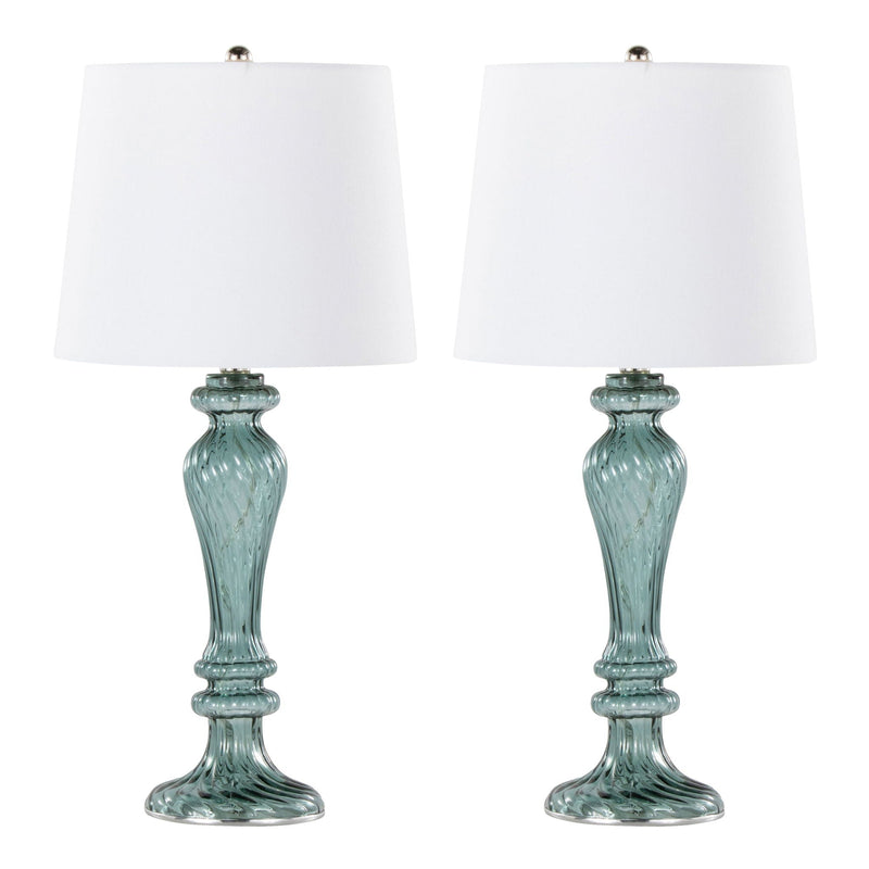 Windsor - Contemporary Table Lamp (Set of 2) - Clear Turquoise / Off White by HouseOfZazla