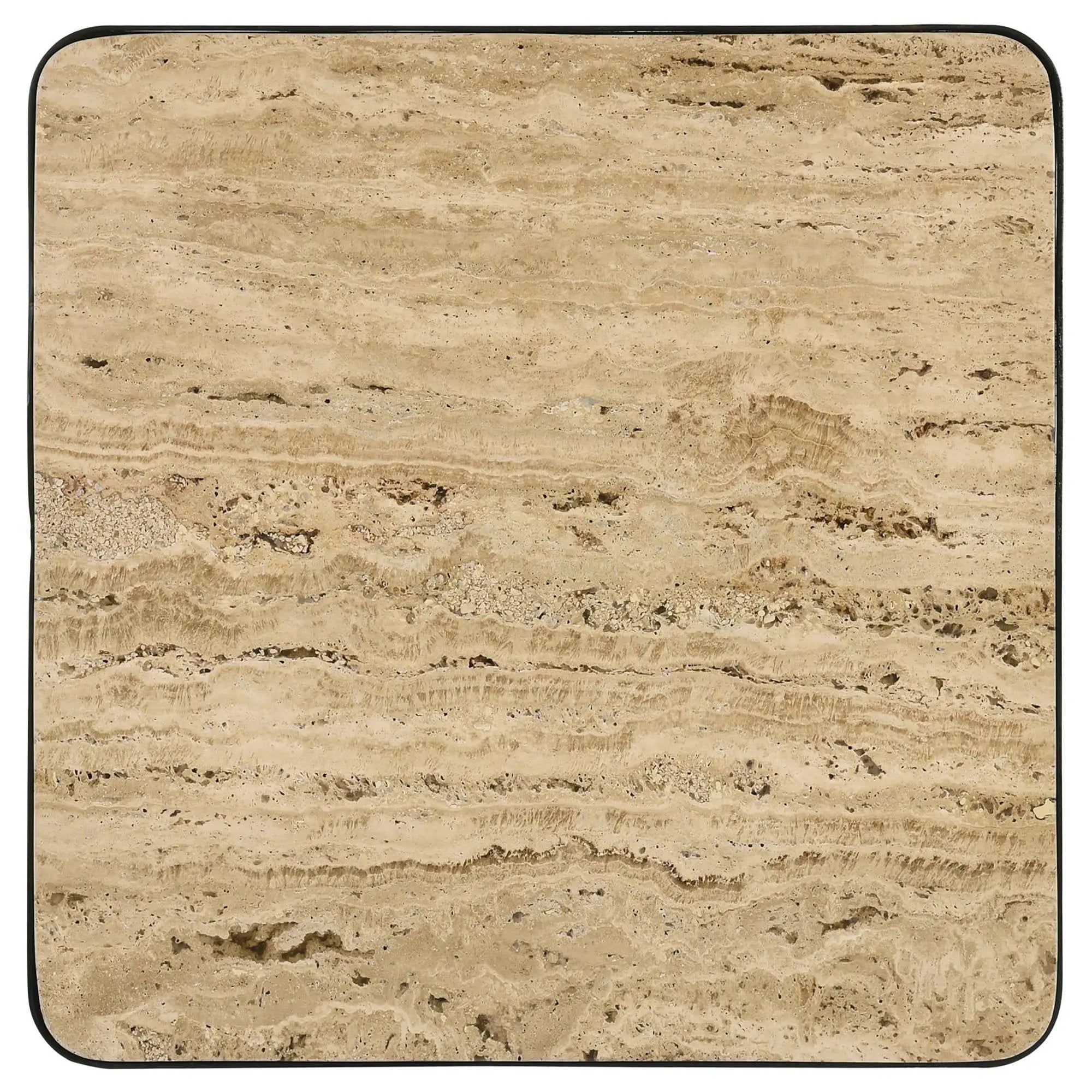 Travertine Accent Table Geometric Design - Brown by HouseOfZazla