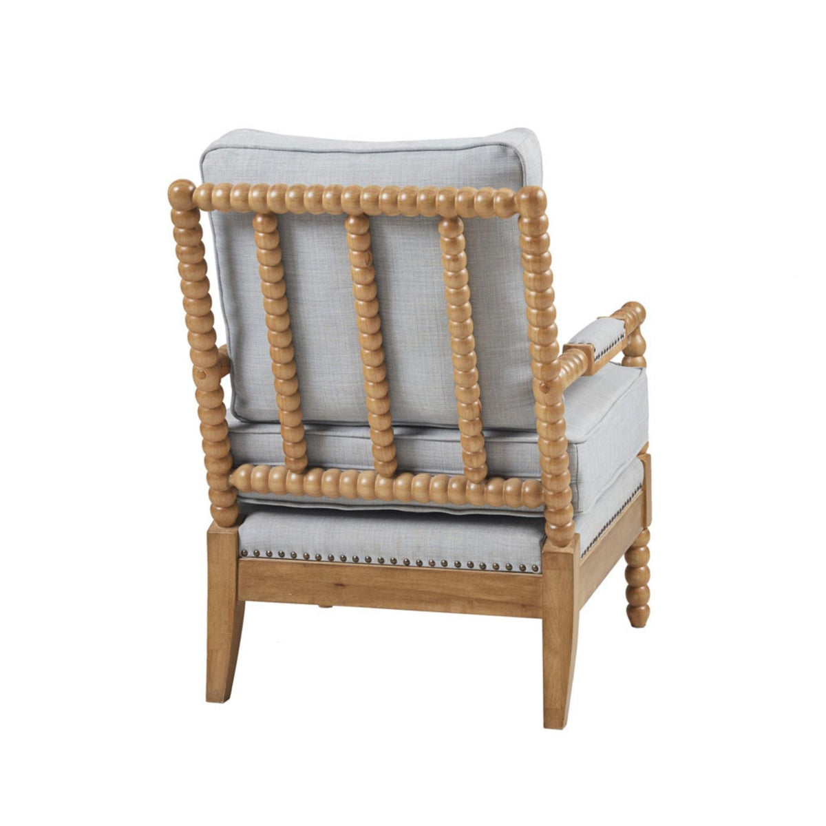 Open Back Spindle Arm Chair with Padded Armrests – Light Blue, Beige, Gray, photo 6 of 25