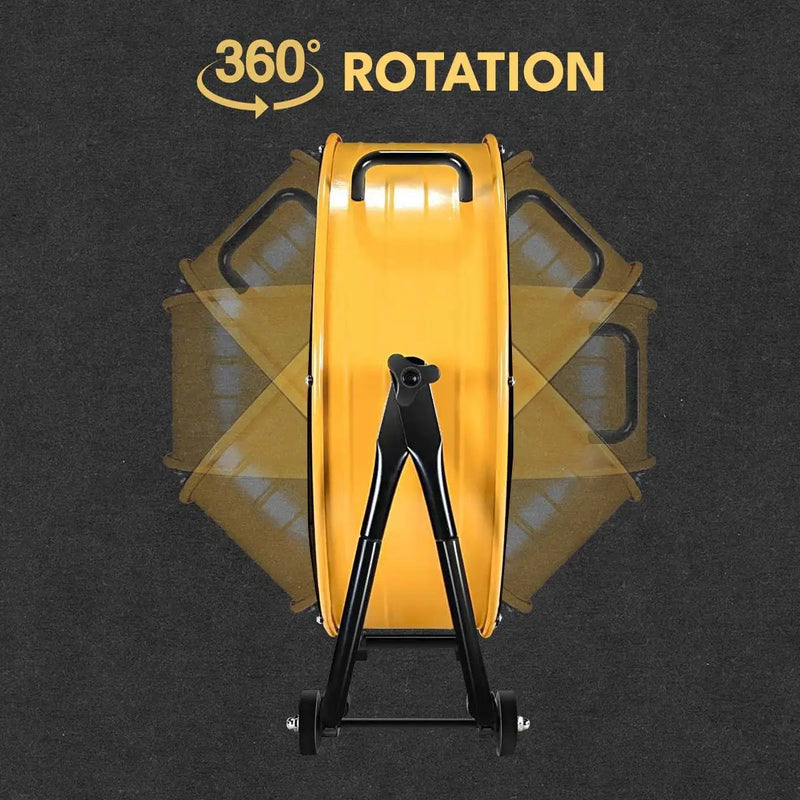 3 Speed Heavy Duty Metal Industrial Drum Fan, Air Circulation - Yellow by HouseOfZazla