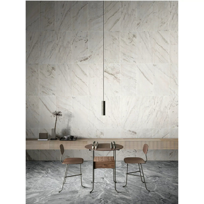 Snow Mountain Ol Textured Marble Tiles For Wall Decoration - White / Natural by HouseOfZazla