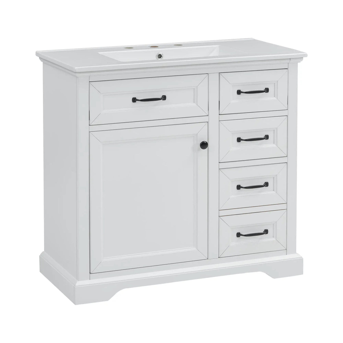 36" Bathroom Vanity With Sink, 2 Tip-Out Drawers, Soft Close Hinges by HouseOfZazla