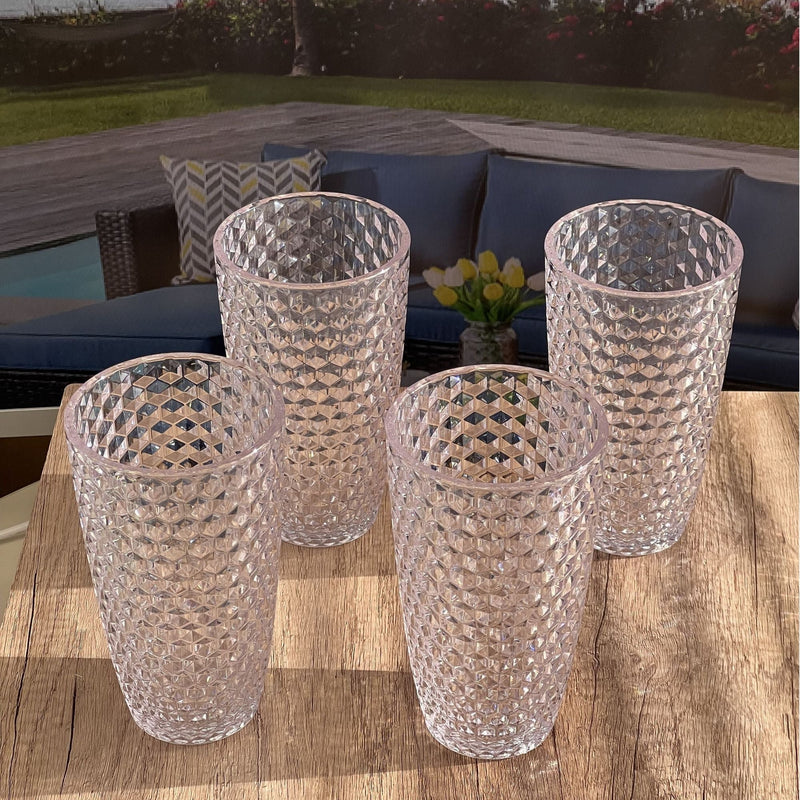 Leading Ware Diamond Cut Acrylic Drinking Glasses (Set of 4) by HouseOfZazla