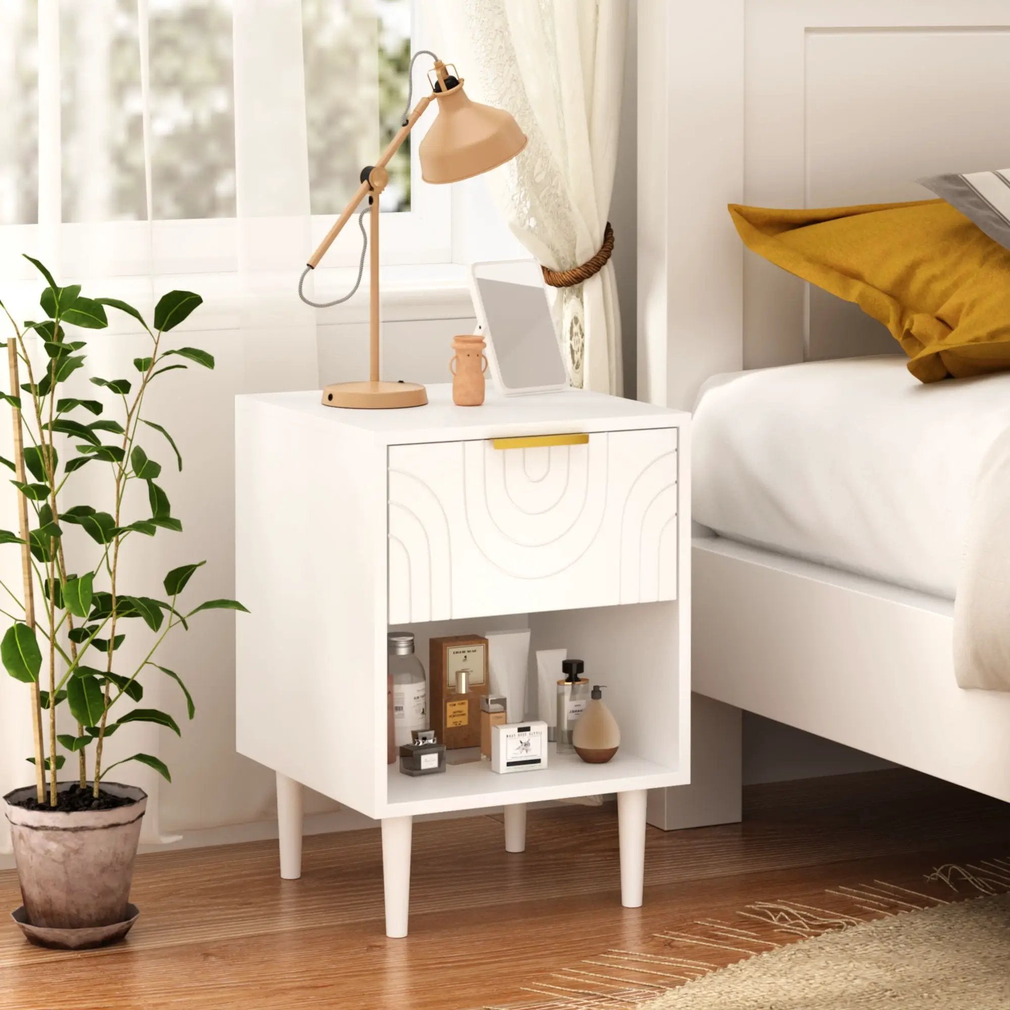 Nightstand With 1 Drawer And Open Shelf - White by Unique Piece Furniture