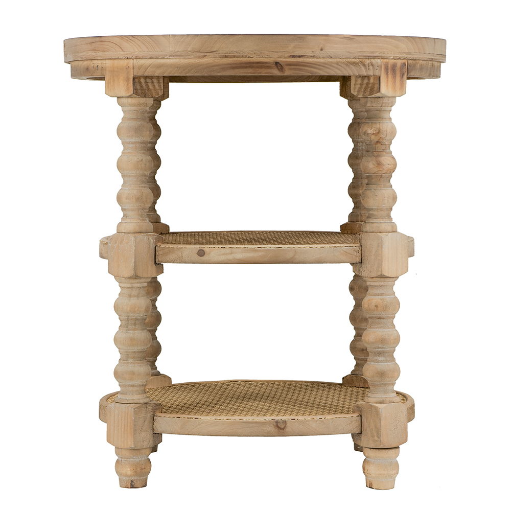 Round 3 Tiered Side Table with Multi-Tier Storage - Light Brown or Black, photo 3 of 8