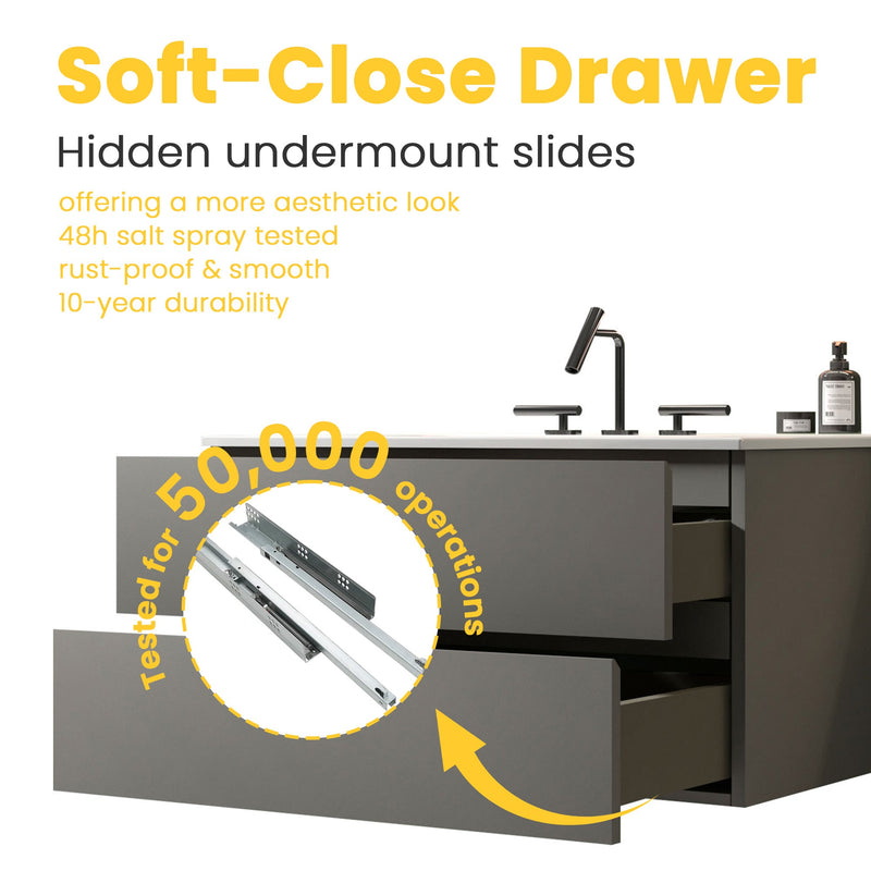 TIA 36" Wall Mount Space Gray Bathroom Vanity by HouseOfZazla