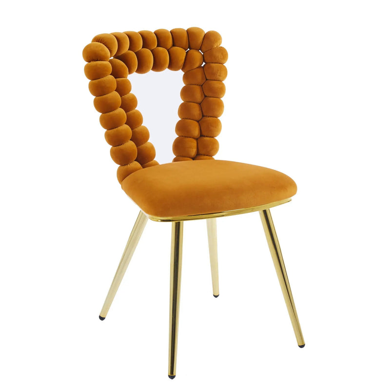 Modern Chair With Iron Tube Legs, Soft Cushions And Comfortable Backrest, Suitable For Dining Room, Living Room, Cafe, Hairball Back by Unique Piece Furniture