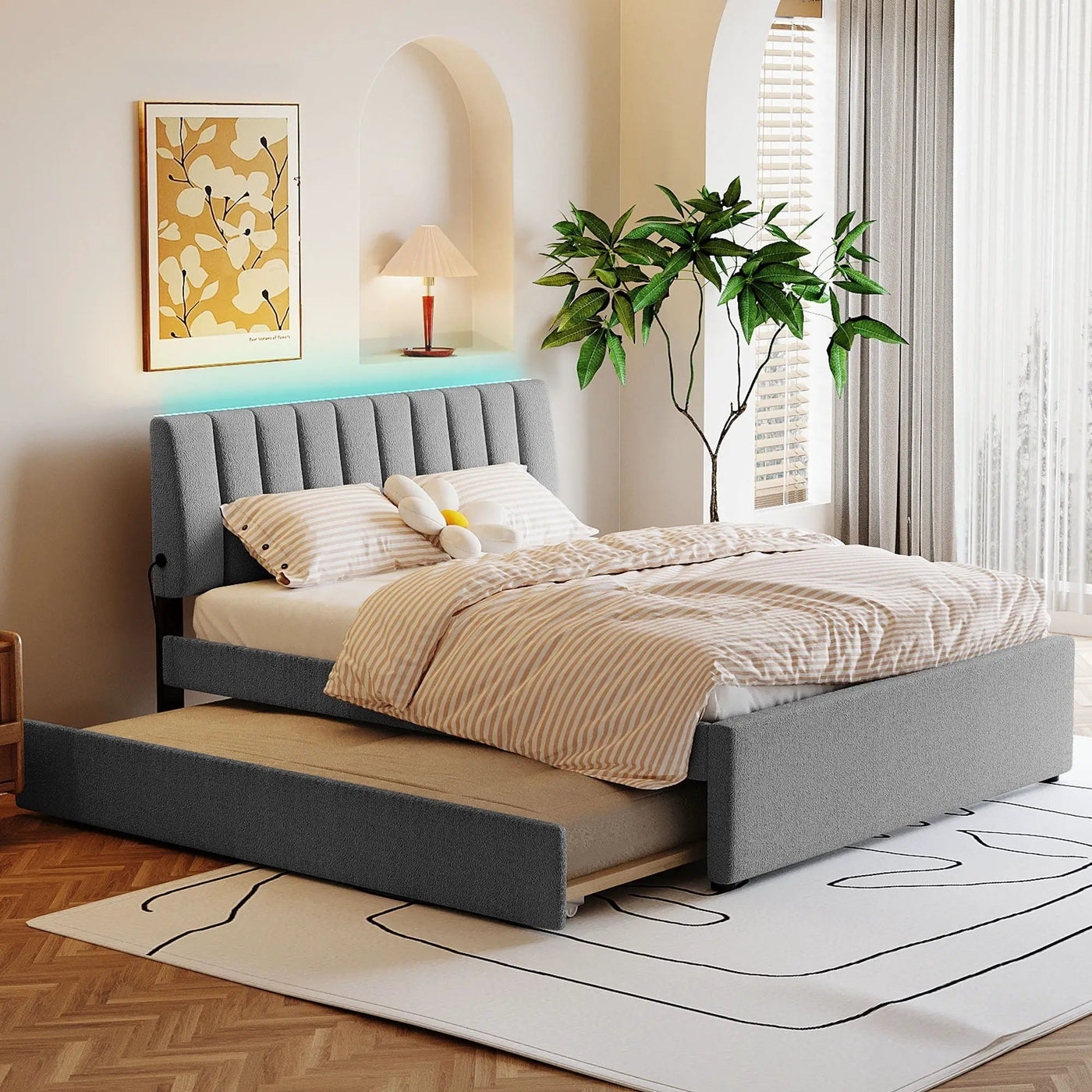 Upholstered Platform Bed With Trundle by HouseOfZazla