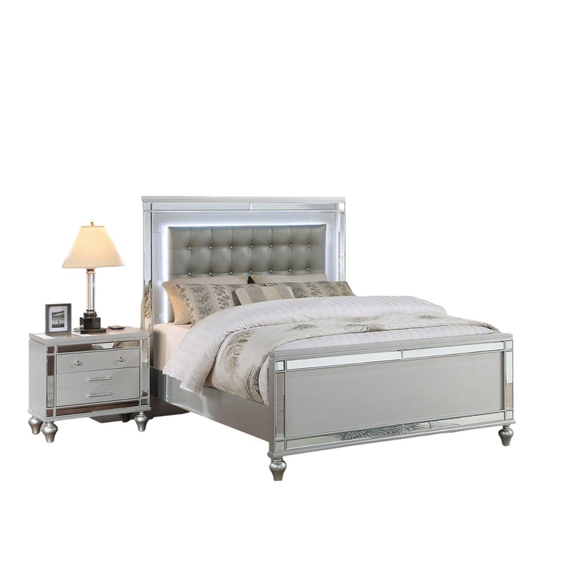 3 Piece Bedroom Set, Sleek Modern Bed With LED Nightstands by HouseOfZazla