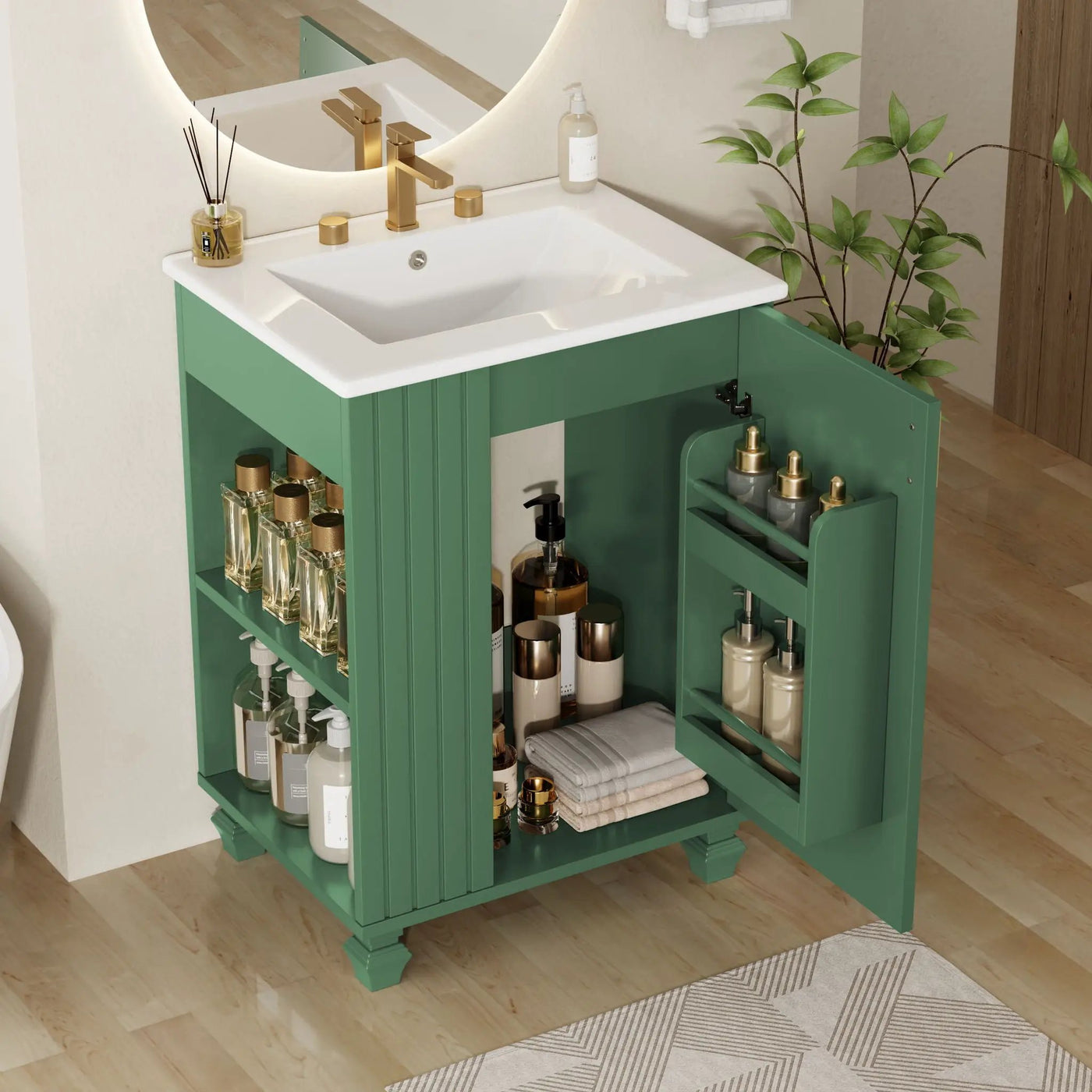 Classic Retro Bathroom Vanity With Sink, Door Shelf, Side Open Storage Frame by HouseOfZazla