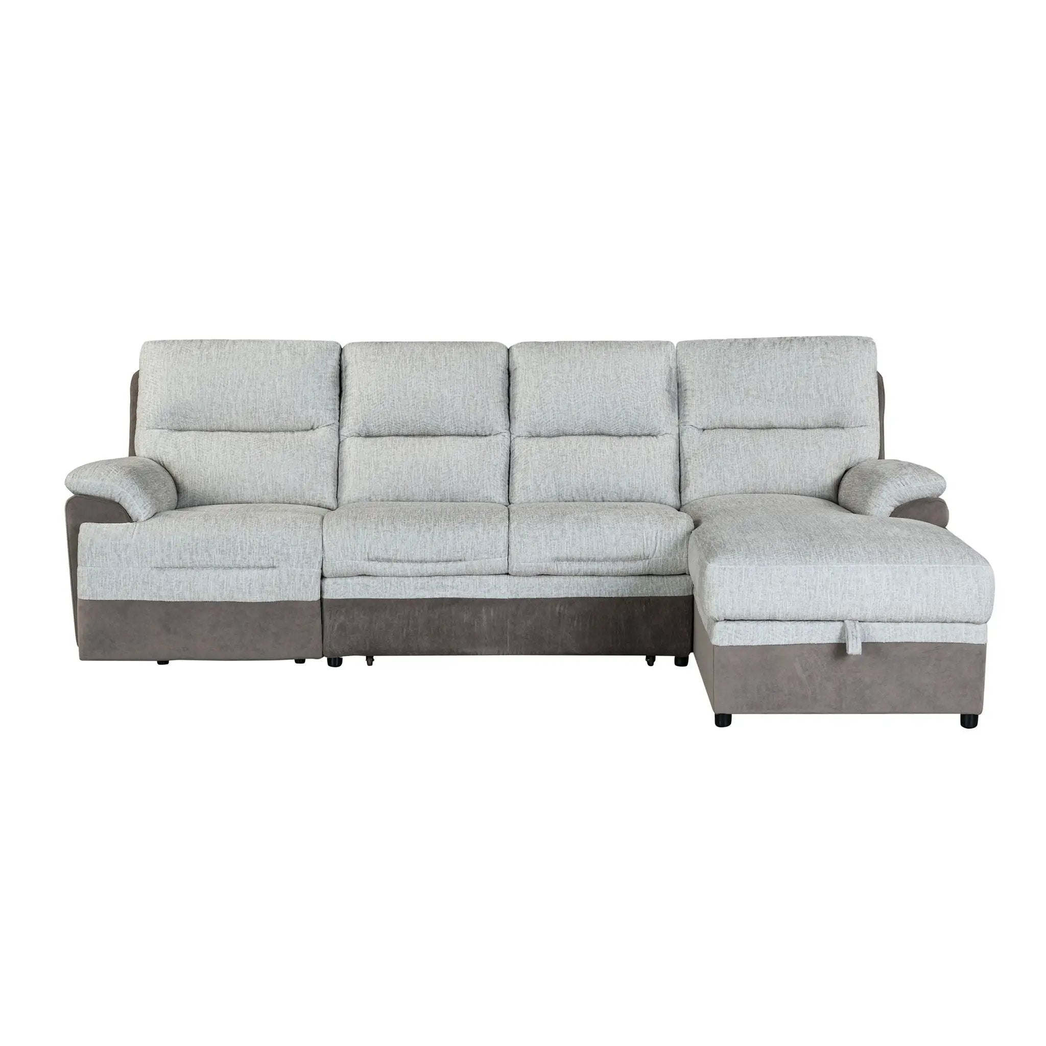 Kia - Sectional With Power And USB - Beige / Brown by HouseOfZazla