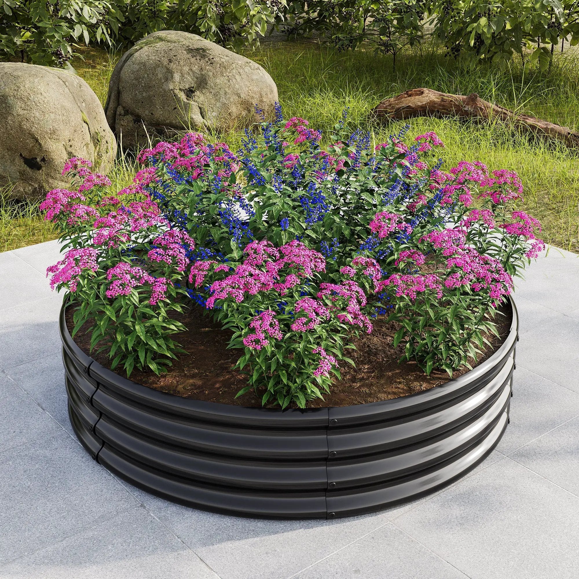 2PCS 47.24" Round Raised Garden Beds for Outdoor Gardening by HouseOfZazla