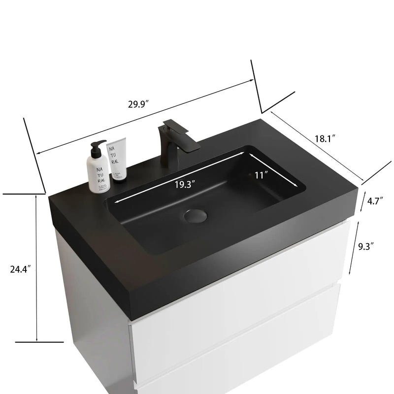 Alice - Bathroom Vanity With Large Storage, Sink Wall Mounted Floating Bathroom Vanity For Modern Bathroom, One-Piece Sink Basin Without Drain And Faucet by Unique Piece Furniture