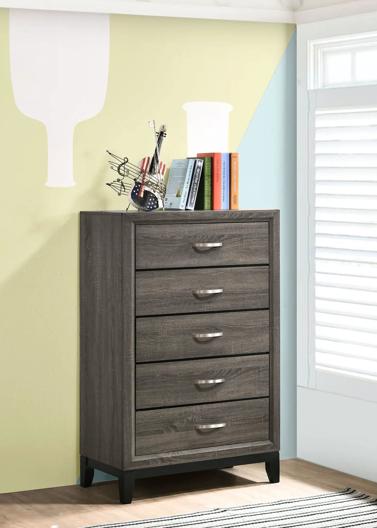 Watson 5-drawer Bedroom Chest Grey Oak by Unique Piece Furniture