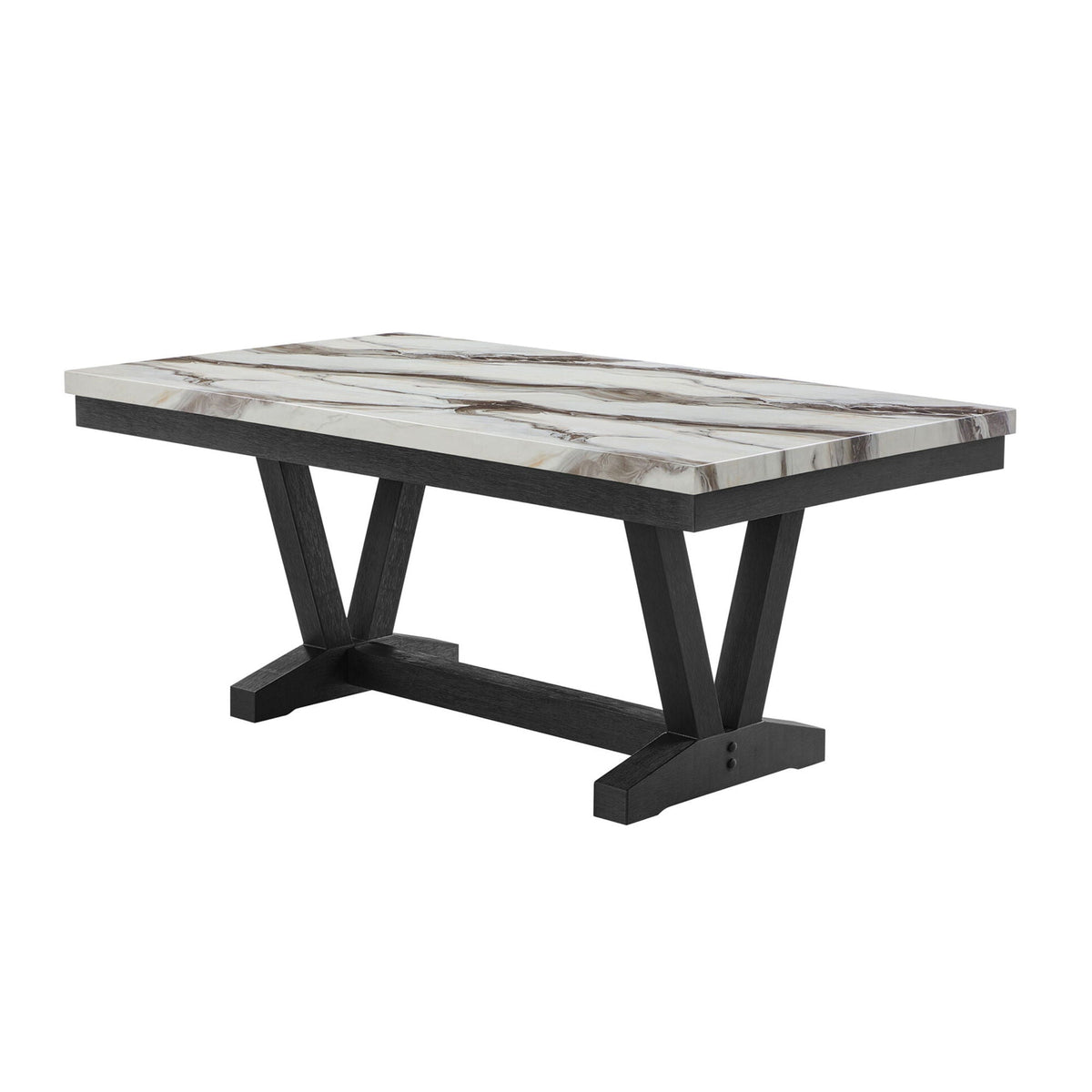 Black Dining Table with Trestle Base - 72" Wide Rubber Wood, photo 3 of 7