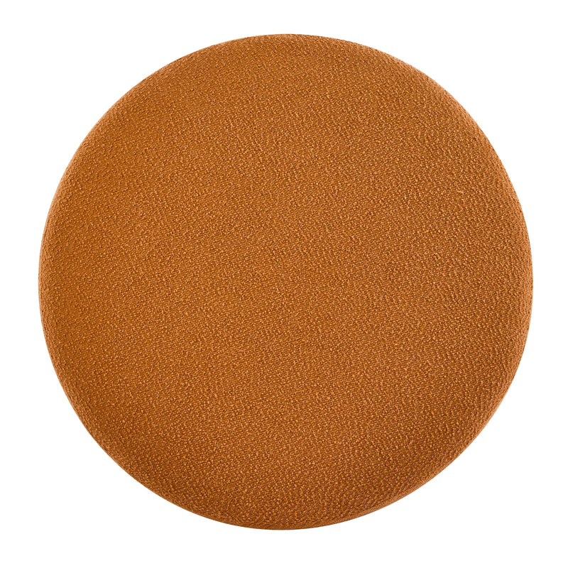 Boucle Round Ottoman with Splayed Rubber Wood Legs - Pumpkin, photo 4 of 10